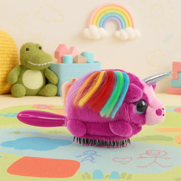 Kids Unicorn Plush Hair Brush - (1 Pc) HP DD