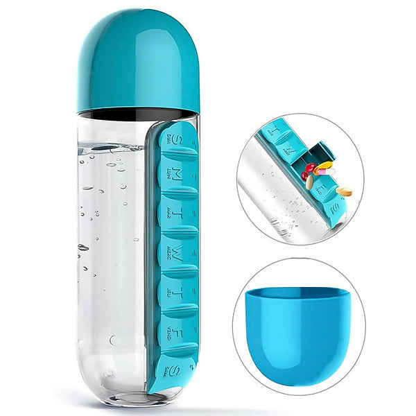 Multi-Functional Pill & Water Bottle – Travel Kit 600ml -Mix Color ABHI Mobiles