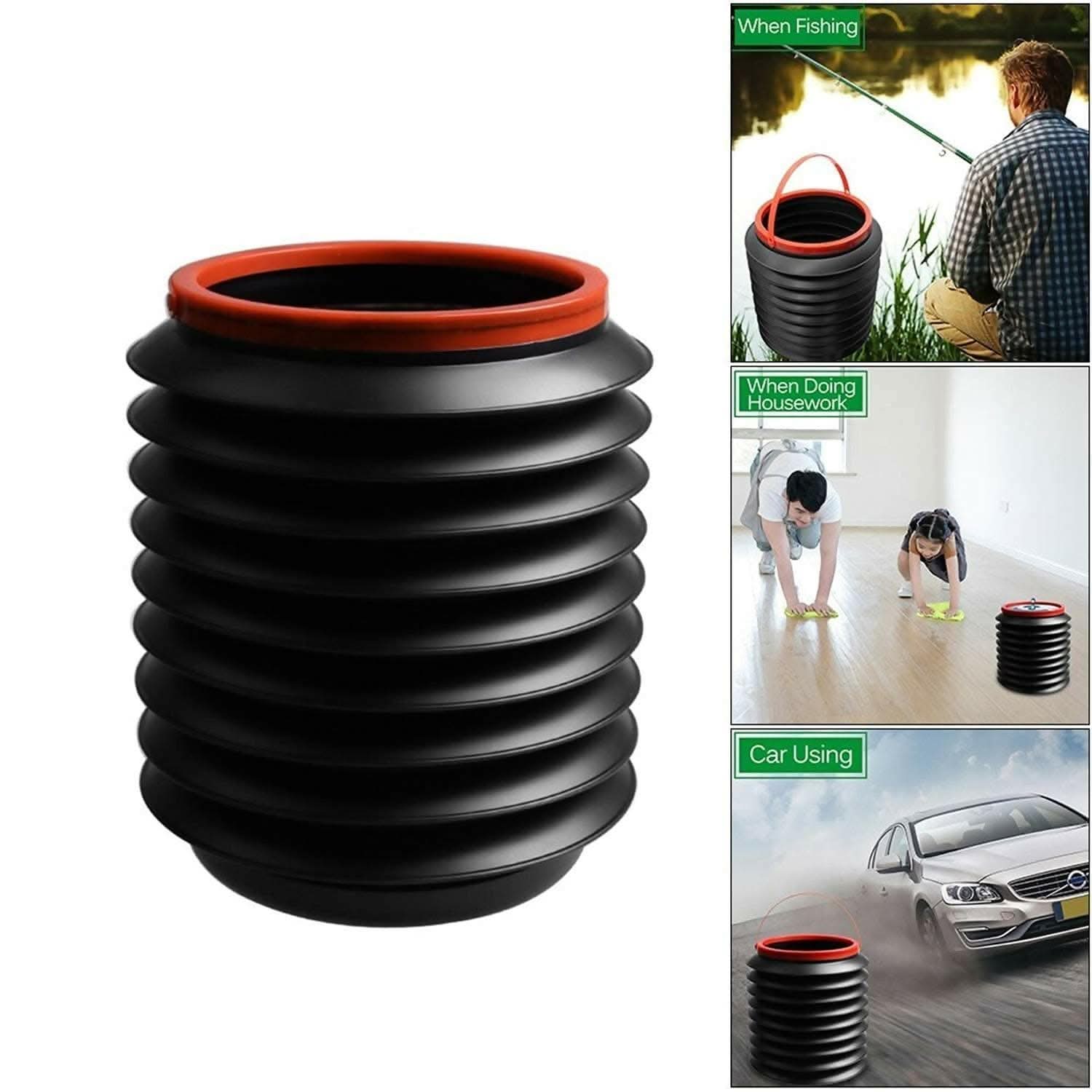 Collapsible Foldable Car Dustbin Basket (Black, Capacity: 4L) - HalfPe