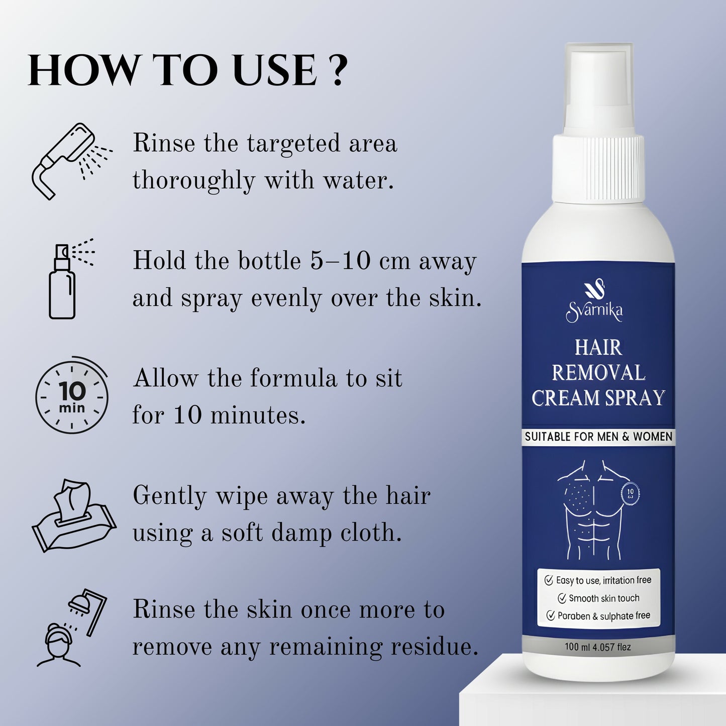 SVARNIKA Pain-Free Hair Removal Spray Cream (100 ml) Svarnika