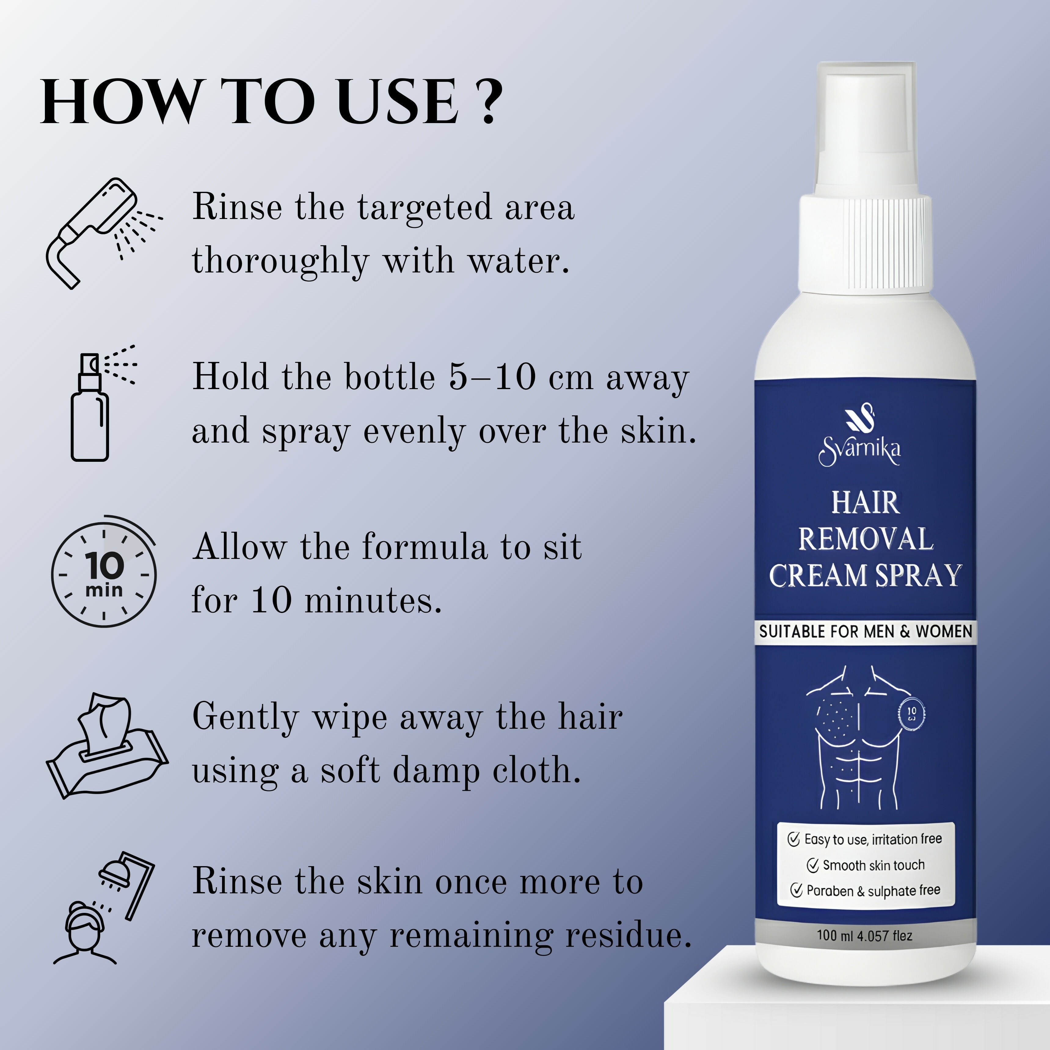 SVARNIKA Pain-Free Hair Removal Spray Cream (100 ml) Svarnika