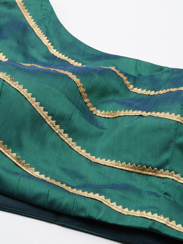 Bollywood Vogue Ready To Wear Green N Yellow Jacquard Skirt Set