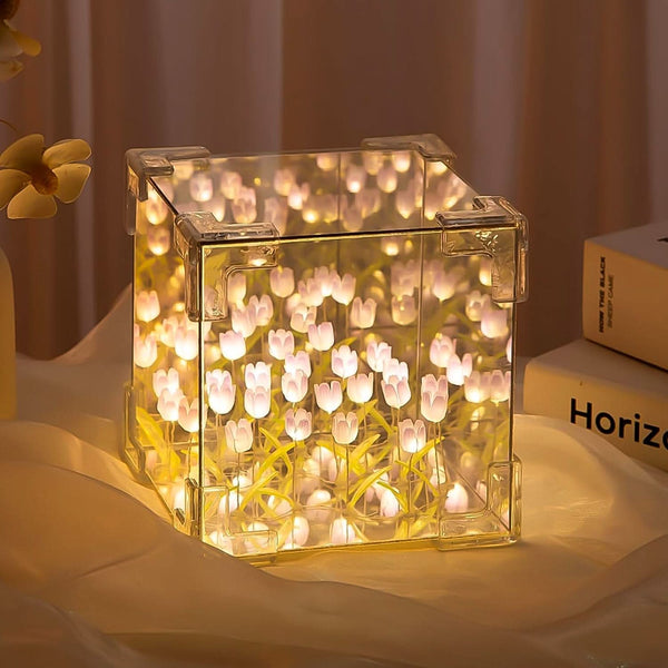 Cube Tulip Night Lamp Led Decorative Nights Lamp For Bedroom (Multicolor 1 Set)