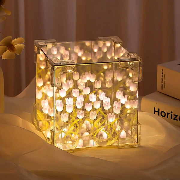 Cube Tulip Night Lamp Led Decorative Nights Lamp For Bedroom (Multicolor 1 Set) HP DD