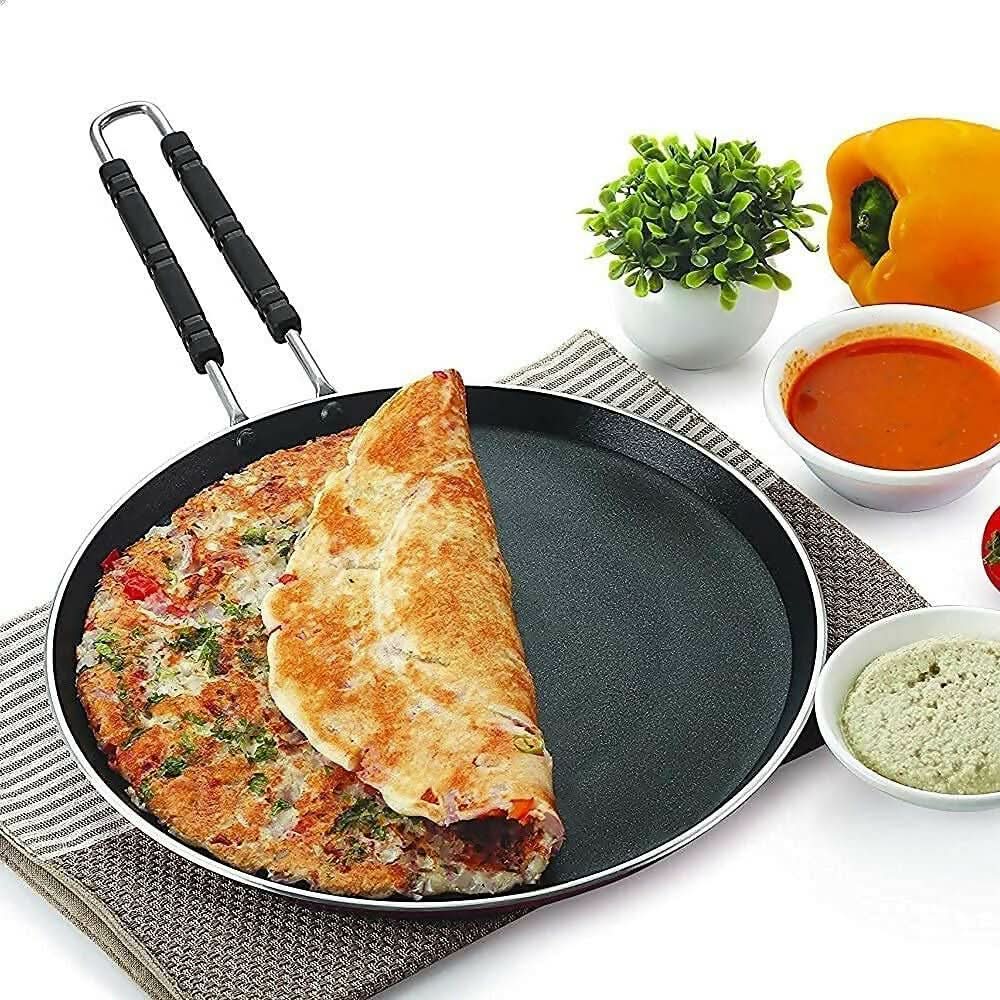 Heavy Duty Iron Induction Base Tawa with Stainless-steel Handle (10inches, 3 mm thickness, Black) Hayagreeva Enterprises