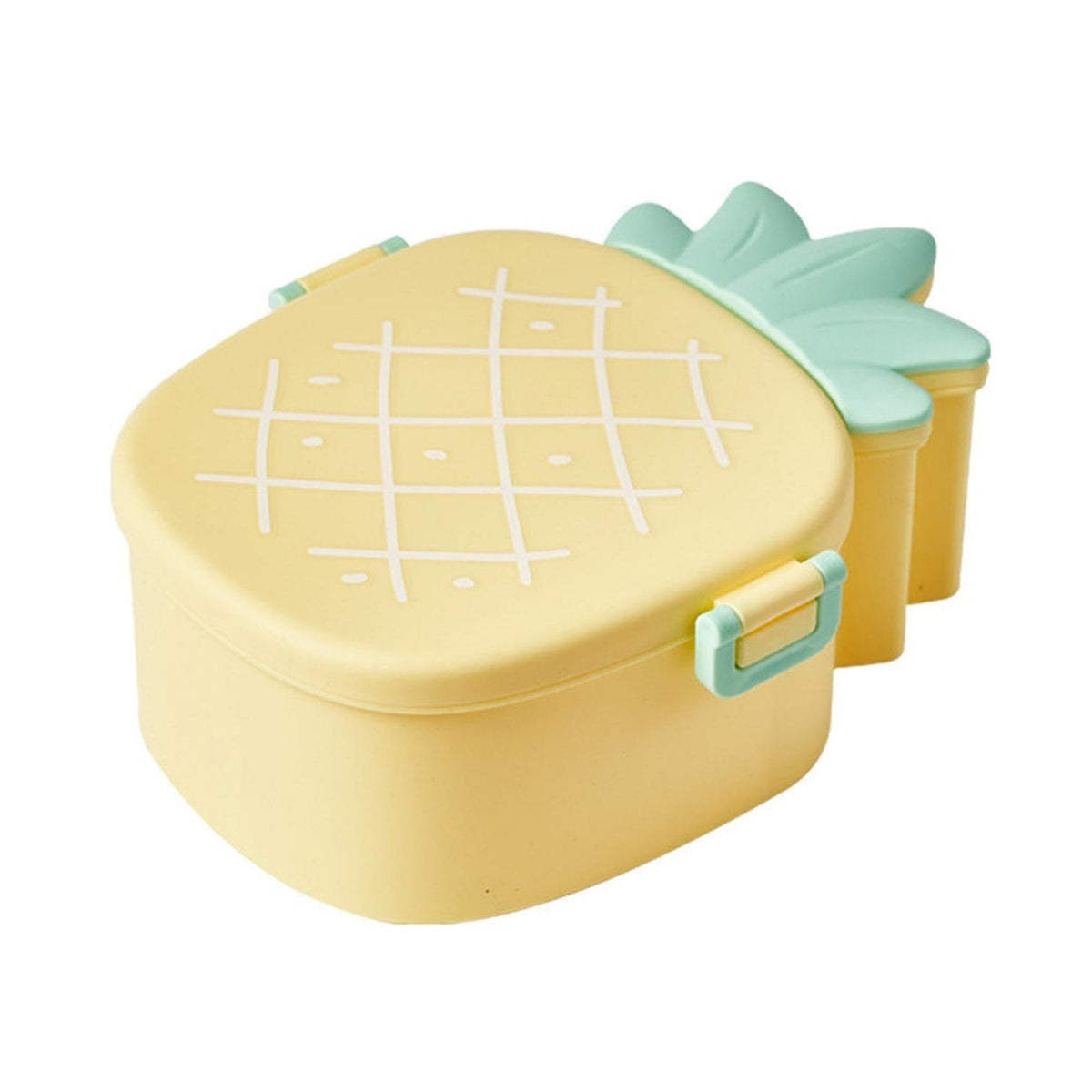 Kids Lunch Box Cute Pineapple Shaped Bento Box With Fork Spoon Snack Candy Container Microwave Portable Office Lunch Box (1 Pc With Spoon Fork Color Box) HP DD