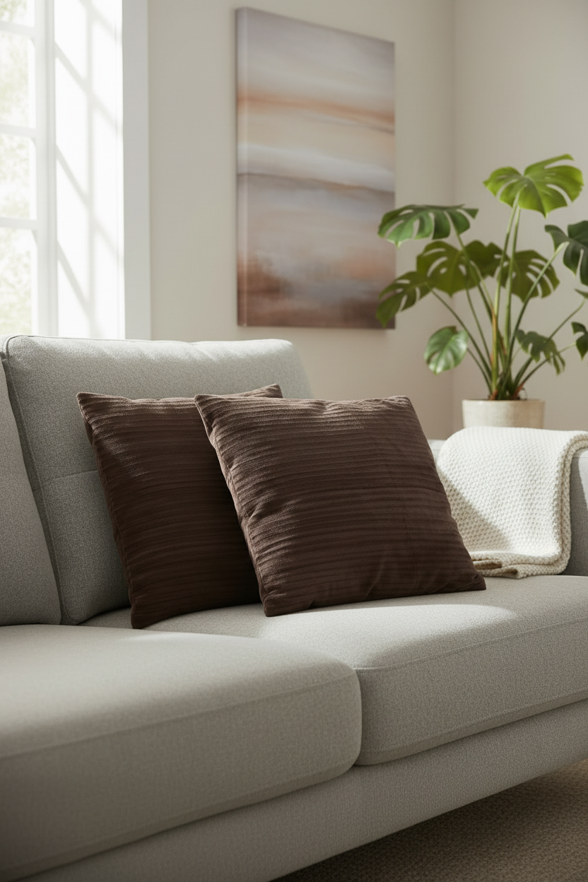 Polyester Plain Cushion Cover - 1 Pc (Brown) SUPER