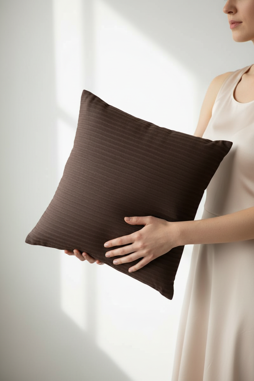 Polyester Plain Cushion Cover - 1 Pc (Brown) SUPER