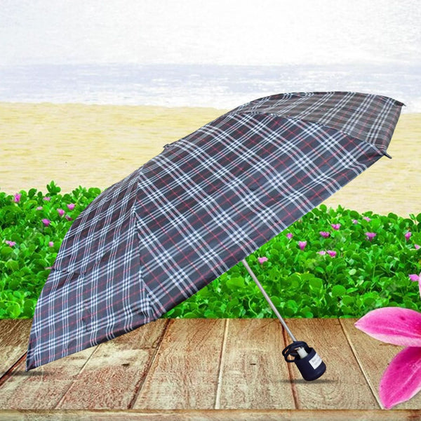 3-fold Sun Rain Protective Solid Foldable Umbrella (1 Pc)
