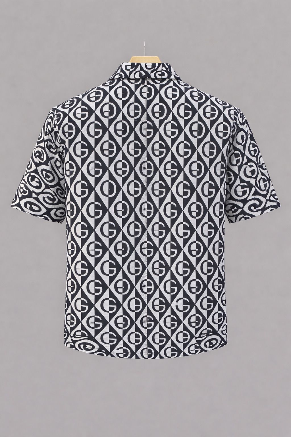 Henshika Men Printed Casual 3/4 Sleeve Shirt – Drop Style – Black and White - Front View