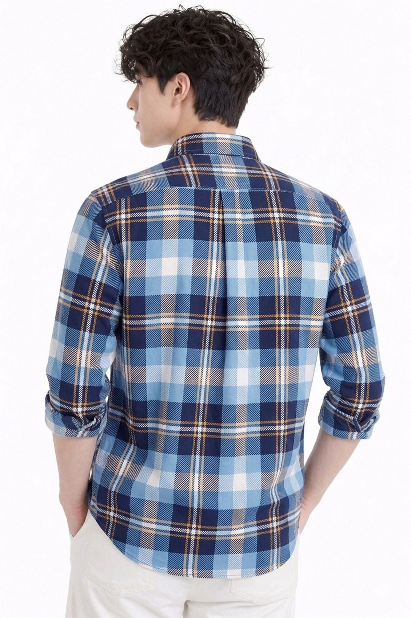 Henshika Men Checkered Casual Full Sleeve Shirt – New Chex – Blue - View 2