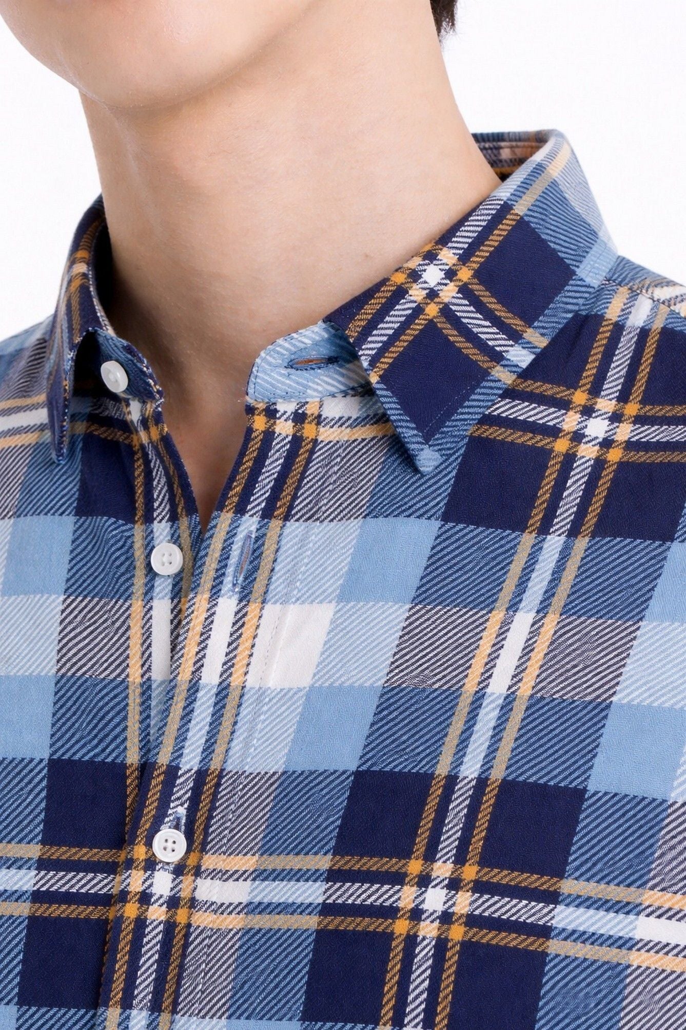 Henshika Men Checkered Casual Full Sleeve Shirt – New Chex – Blue - View 4