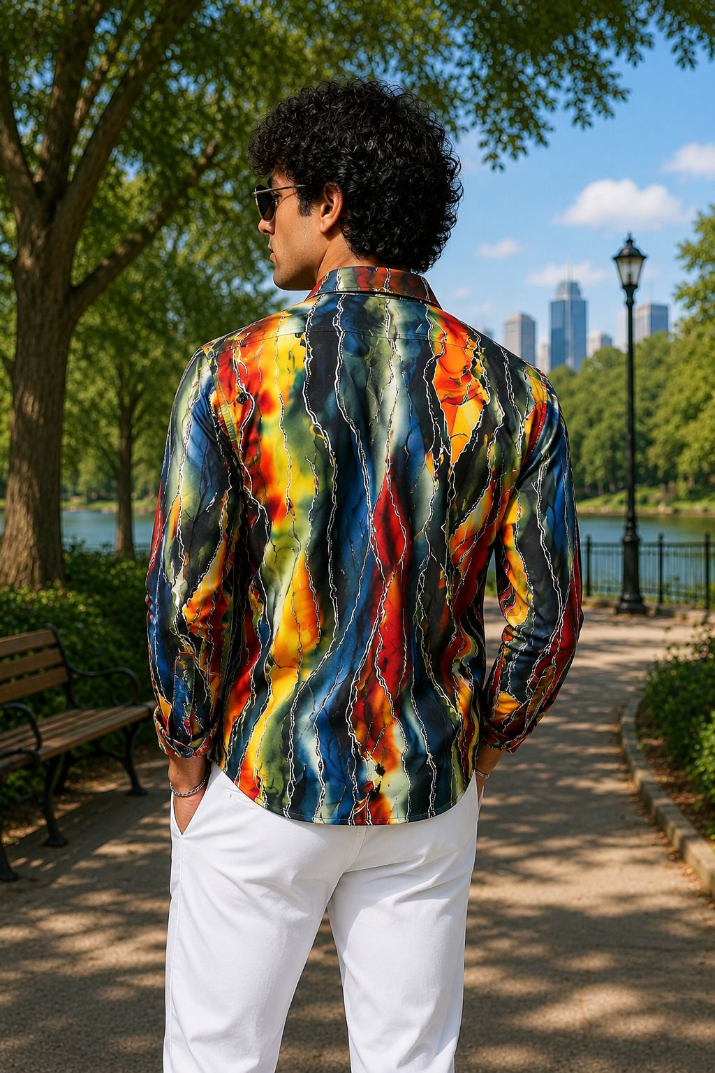 HENSHIKA Men Printed Full Sleeve Party Wear Satin Shirt | South Style – View 2