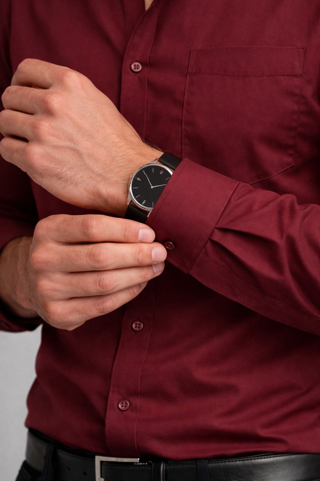 Henshika Men Solid Casual Full Sleeve Shirt – Maroon - View 5