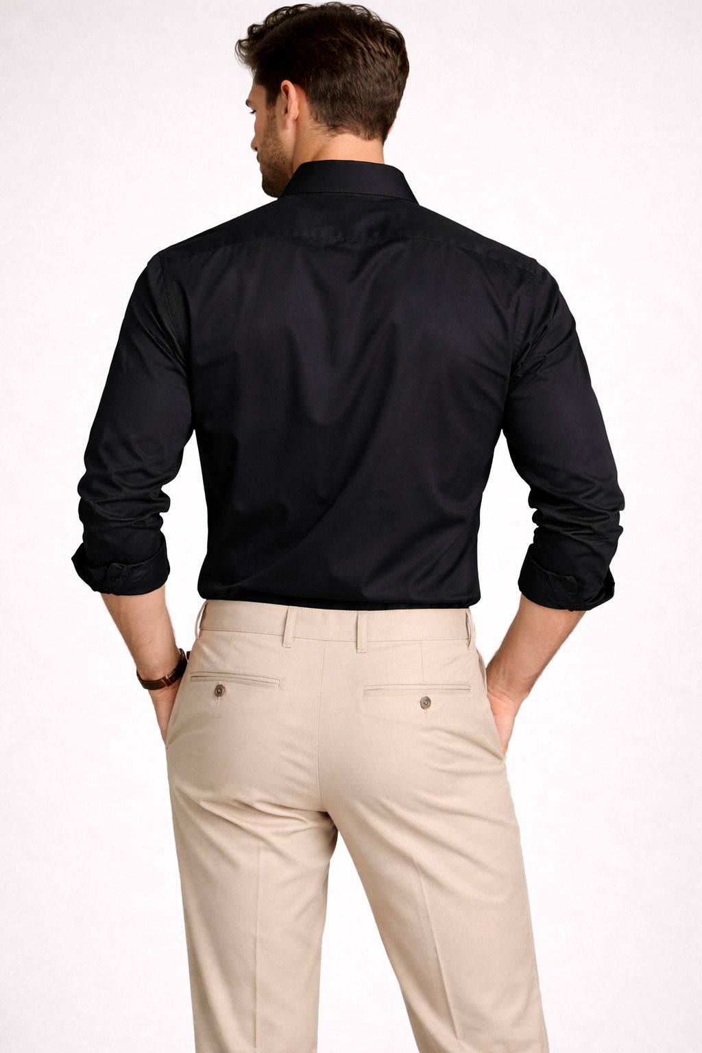 Henshika Men Solid Casual Full Sleeve Shirt – Black - View 2