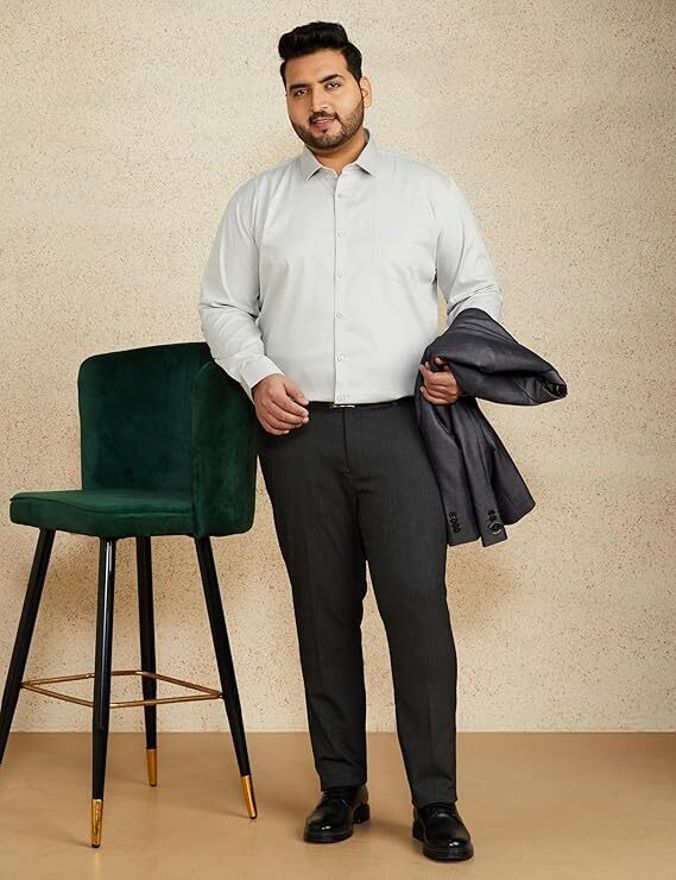 Henshika Men Solid Formal Full Sleeve Shirt – Light Grey - View 5