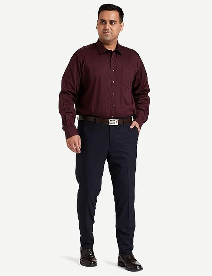 Henshika Men Solid Formal Full Sleeve Shirt – Maroon - View 5