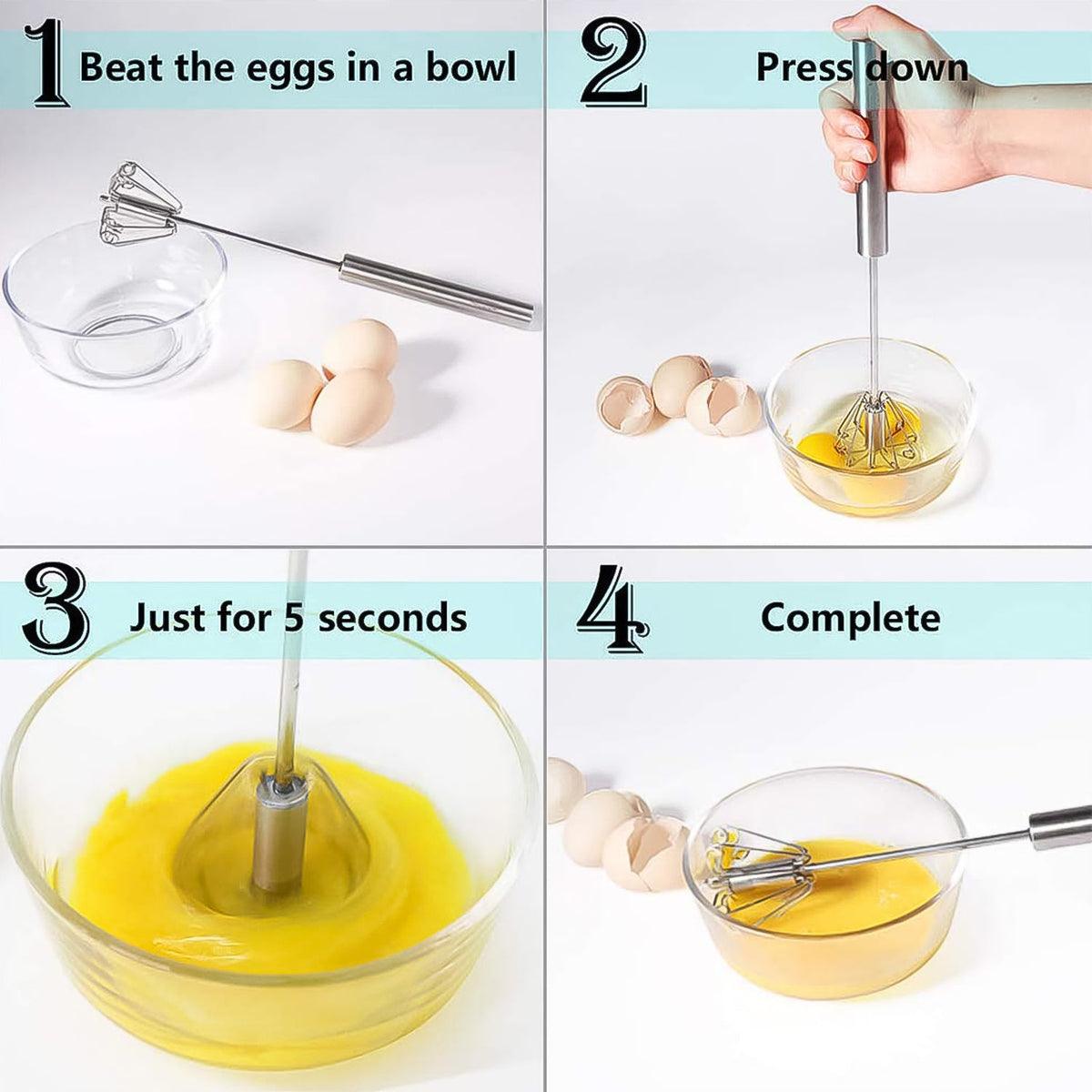 Hand Push Mixer Egg Whisk Stainless Steel Blender (1 Pc) HP DD