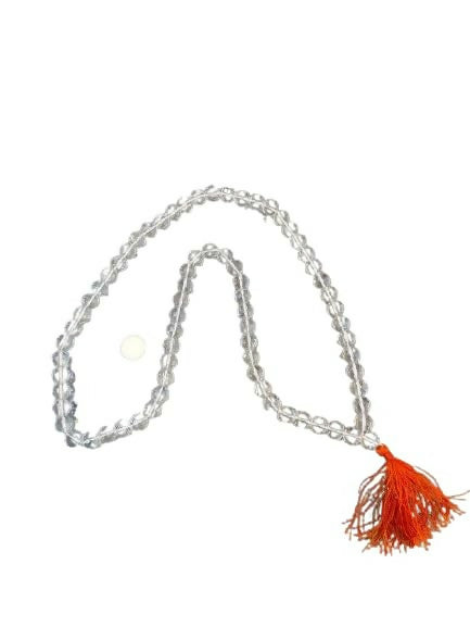 Spatikam Mala Pure Natural Crystal Beads Traditional Prayer Necklace for Meditation, Chanting & Spiritual Healing