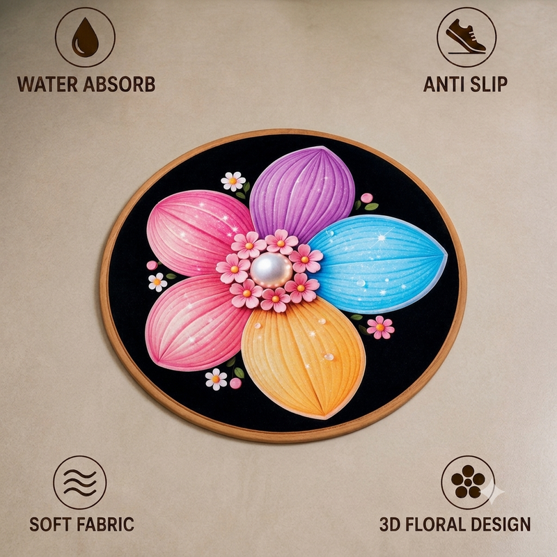 25X25 Inches Modern Decorative Door Mat | Water Absorbent Floor Mat for Living Room.
