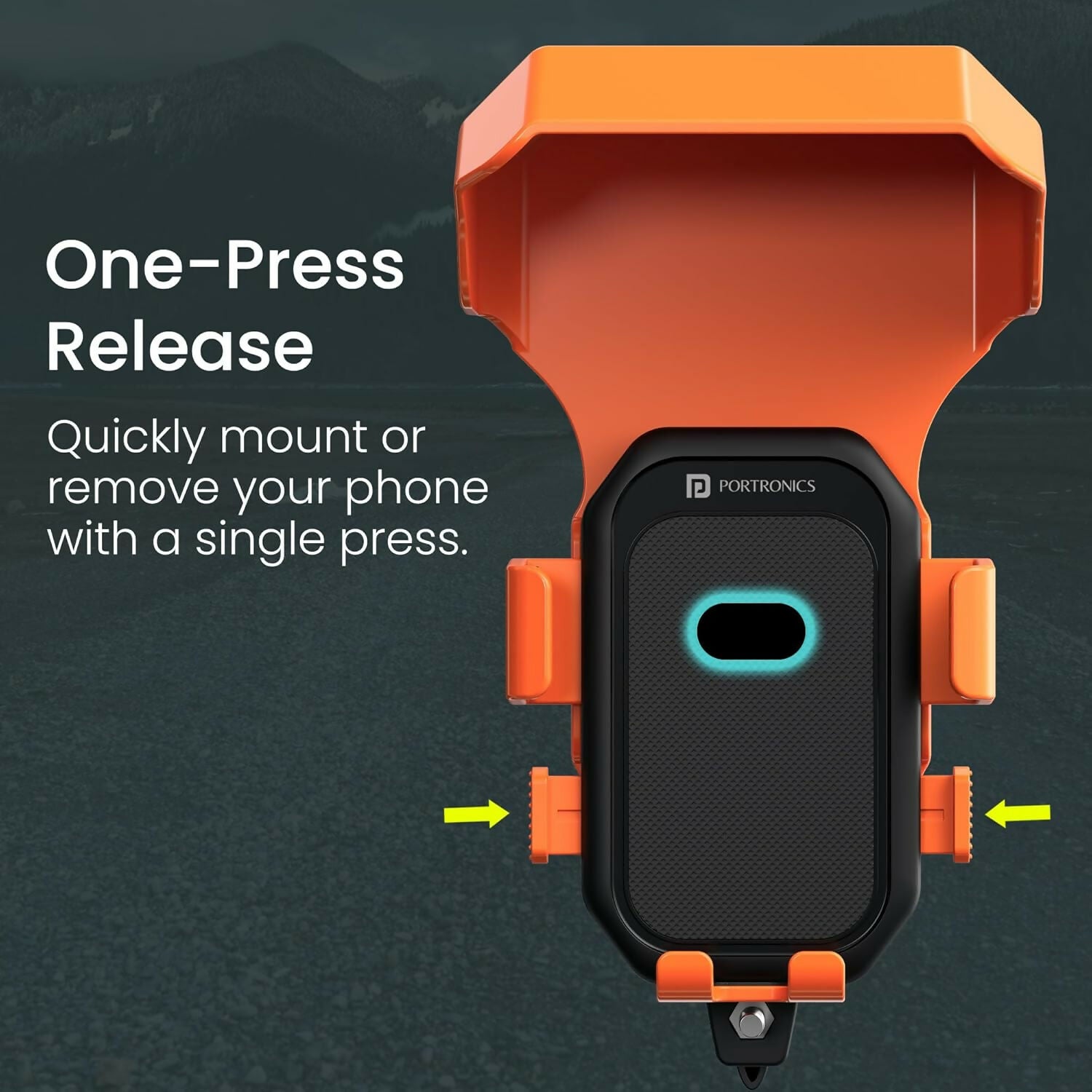 Portronics Mobike 4 Plus Handlebar Mobile Holder with Sunshade & Rain Protection, 360° Rotation, One-Press Release, 4-Point Grip Lock, Fits 5.4–6.7 Inch Smartphones for Bike Maps & Navigation Halfpe Deals