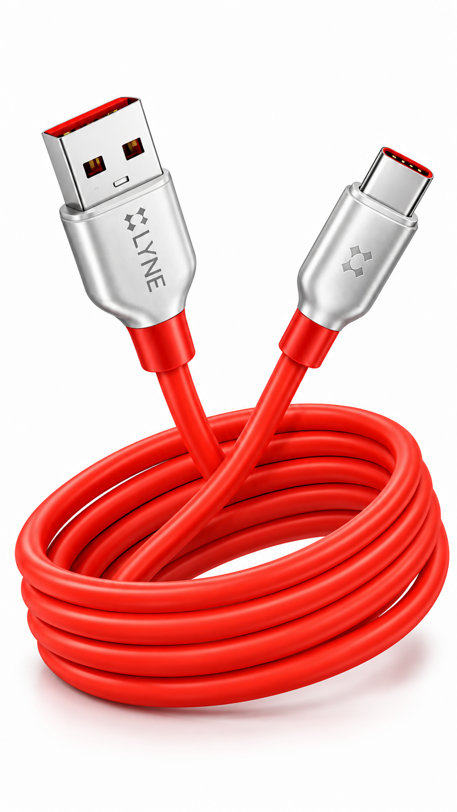 LYNE Flexy 60C Startup-42 120W USB-A to Type-C Fast Charging Data Cable – 1 Metre, Red