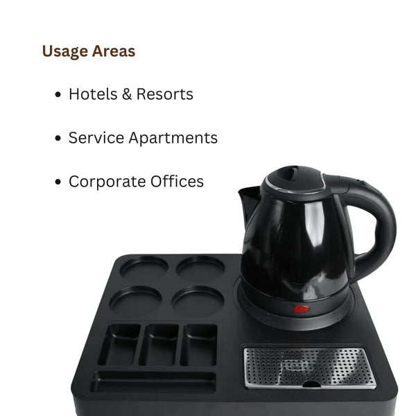 Premium Hospitality ABS Plastic Kettle Tray: Serve Sophistication | Hotel Room Tea Tray | Compatible with All Electric Kettle