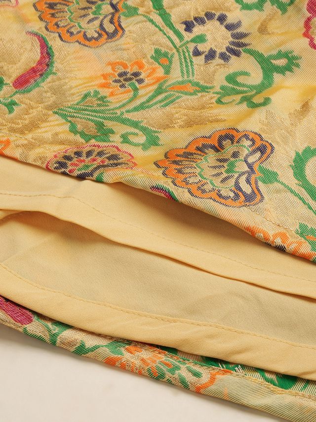 Bollywood Vogue Ready To Wear Beige Art Silk Jacquard Dress