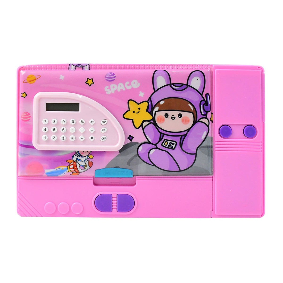 Multi-functional Space Theme Pencil Box With Built-in Calculator (1 Pc) HP DD