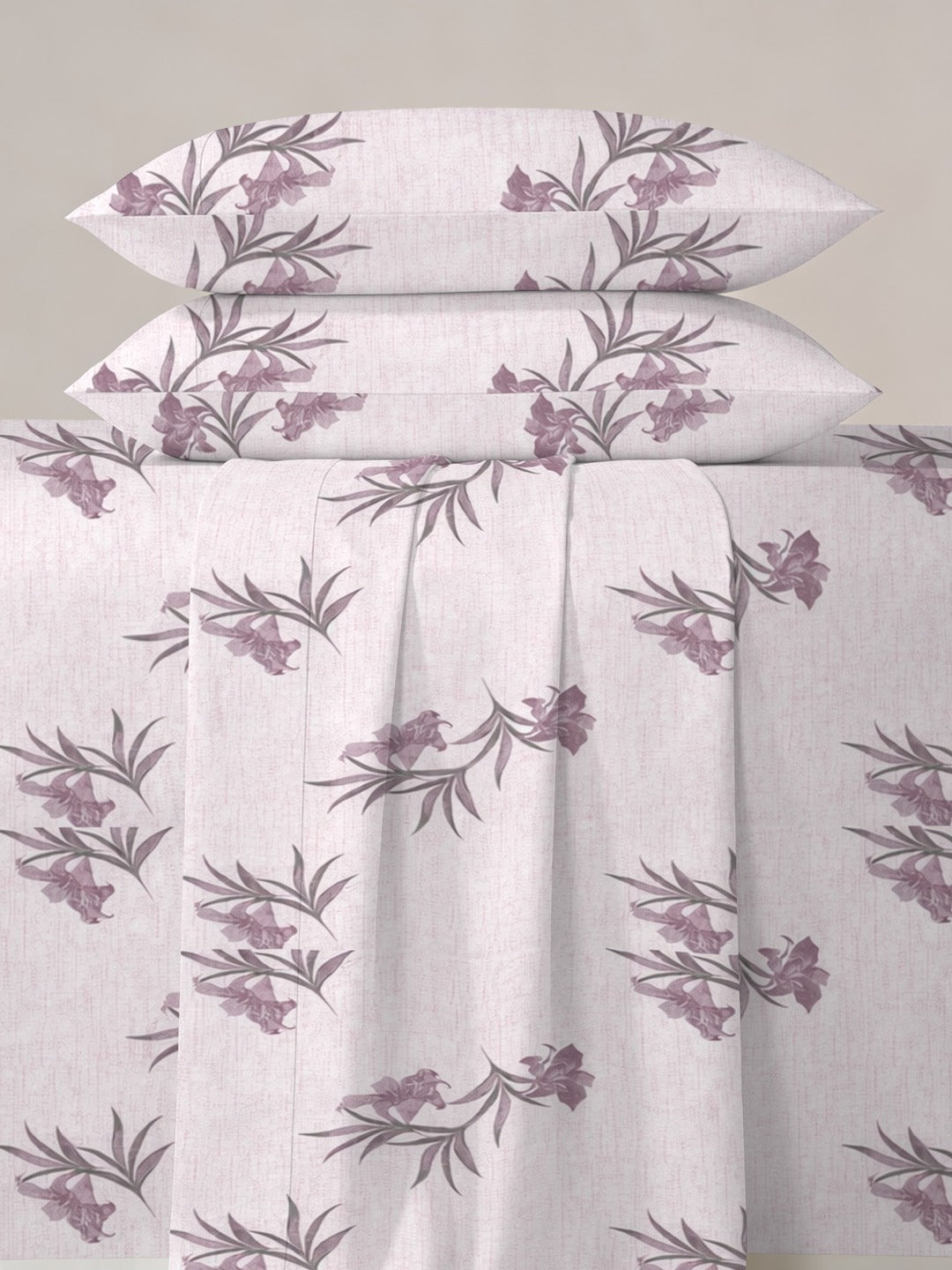 Petal 100% Pure Cotton Collection Premium Percale Queen Bedsheet With 2 Pillow Covers