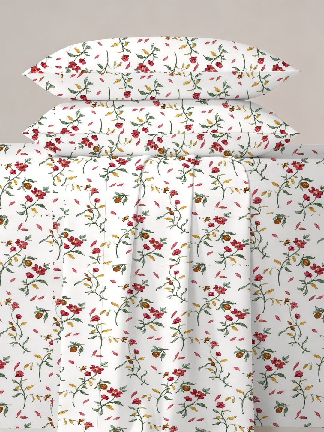 Petal 100% Pure Cotton Collection Percale Super King Bedsheet With 2 Pillow Covers