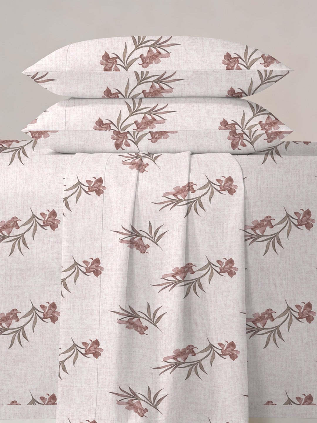Petal 100% Pure Cotton Collection Premium Percale Queen Bedsheet With 2 Pillow Covers