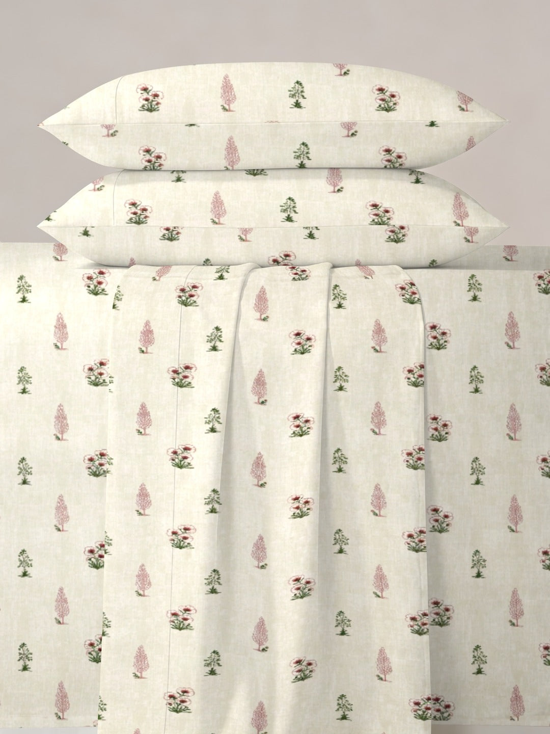 Petal 100% Pure Cotton Collection Percale Super King Bedsheet With 2 Pillow Covers