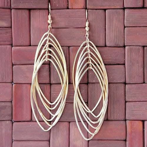 Trendy Gold Plated Big Multiple Hoops in One Long Earring collectivezone