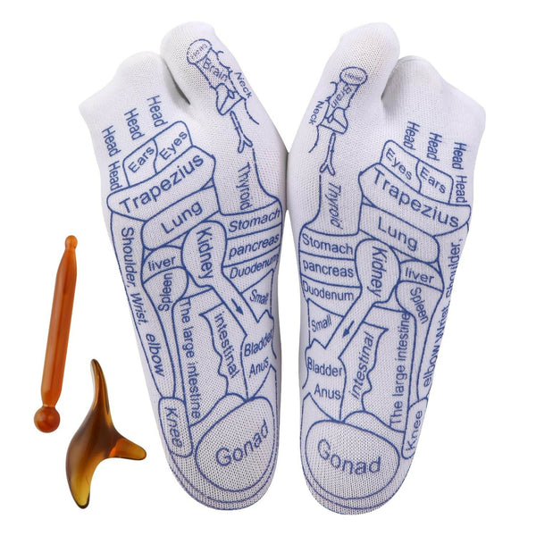 Foot Reflexology Socks with Massage Tool Acupressure Therapy Set for Pain Relief, Stress Reduction & Wellness Acupuncture Point Massage Socks for Relaxation & Health Care