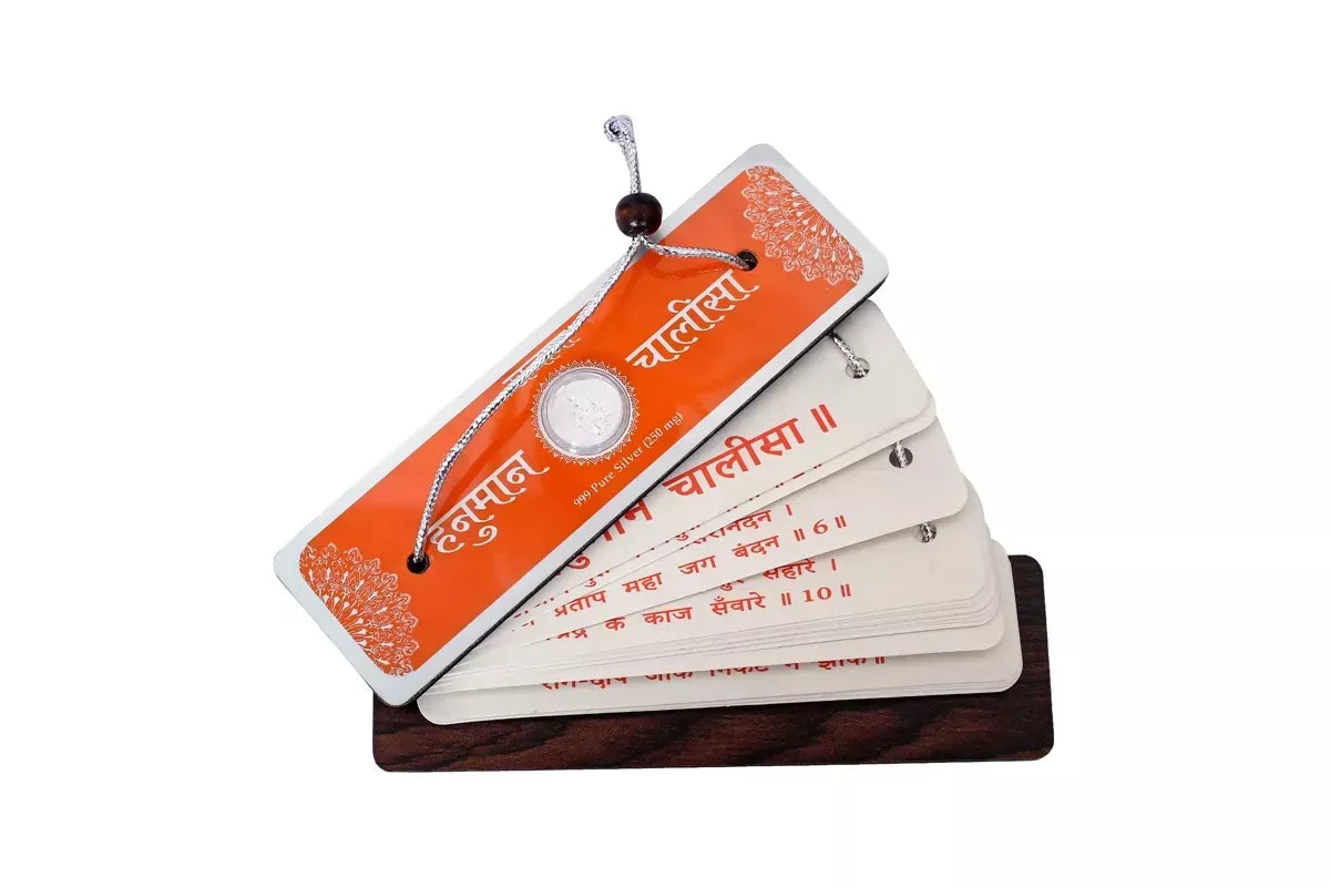 Hanuman Chalisa With Silver Coin In A Premium Velvet Box Pack Brings Calmness, Reduces Stress, And Promotes Inner Peace