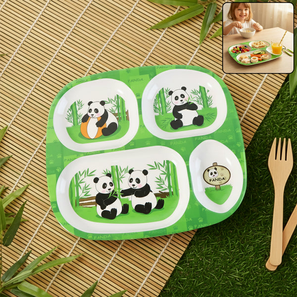 Kids 4-compartment Melamine Partition Plate Sectioned Dinner Tray for Toddlers & Kids, Mix Design (1 Pc / 24×22 Cm) (1 Pc 2422 Cm)