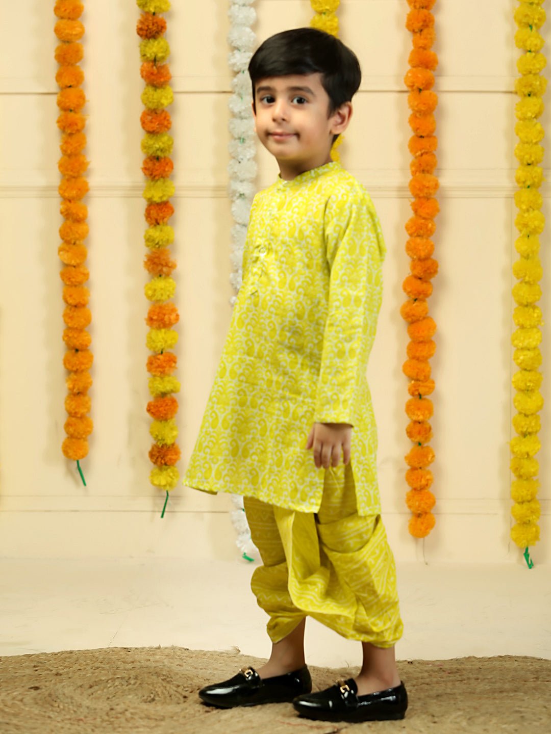 Lime Twist Boys Dhoti Kurta Set