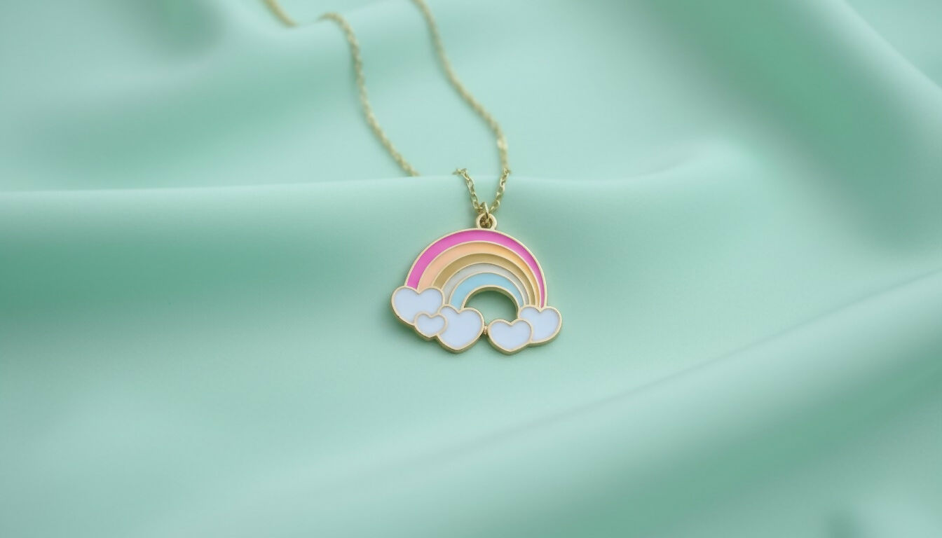 Stylish Pendant Necklaces for Women Set of 2 – Rainbow Cloud & Star Charm Gold-Plated Chain Jewelry Combo pinapes