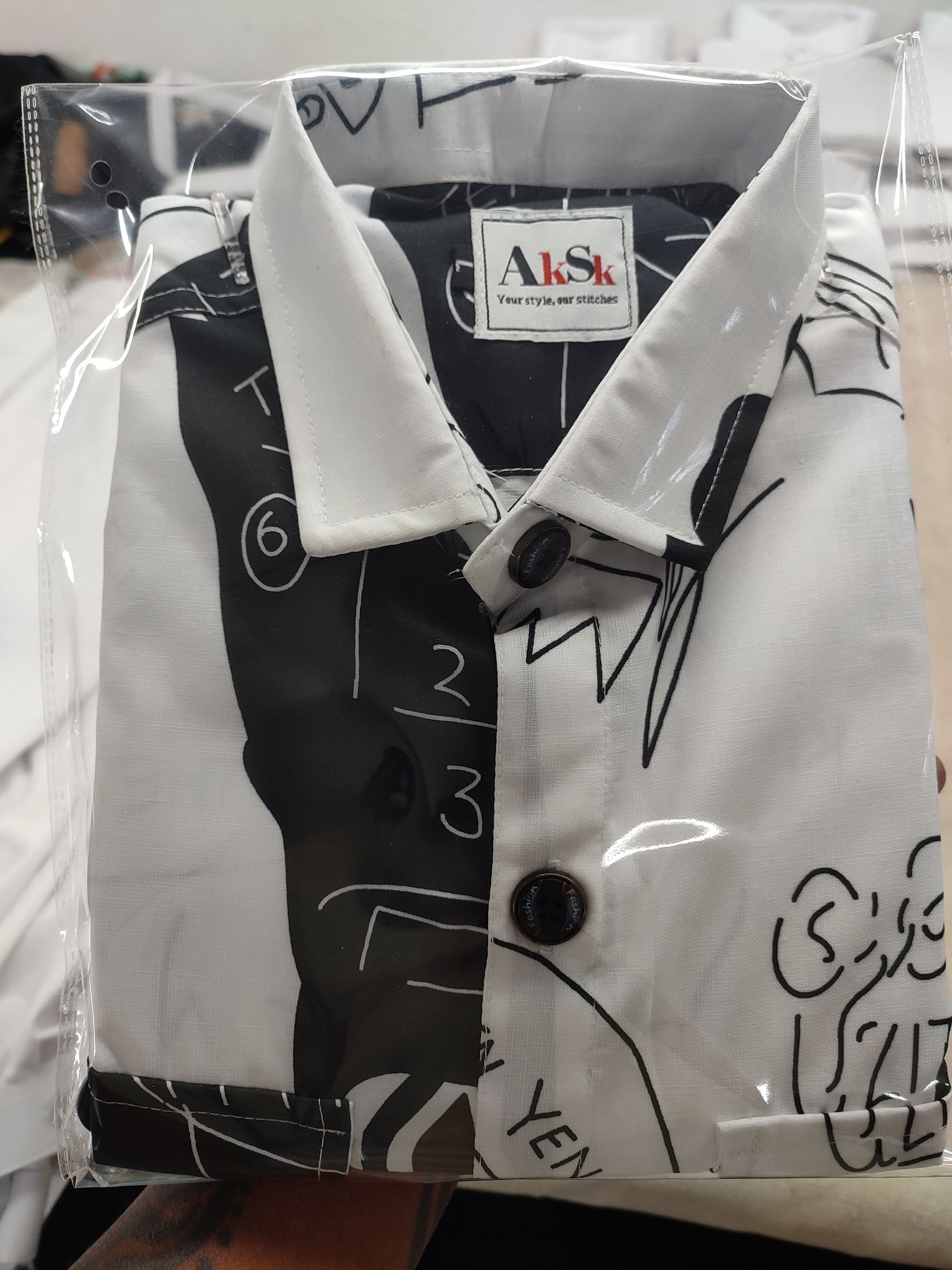 Henshika Men Printed Casual 3/4 Sleeve Shirt – Drop Style – White - View 4