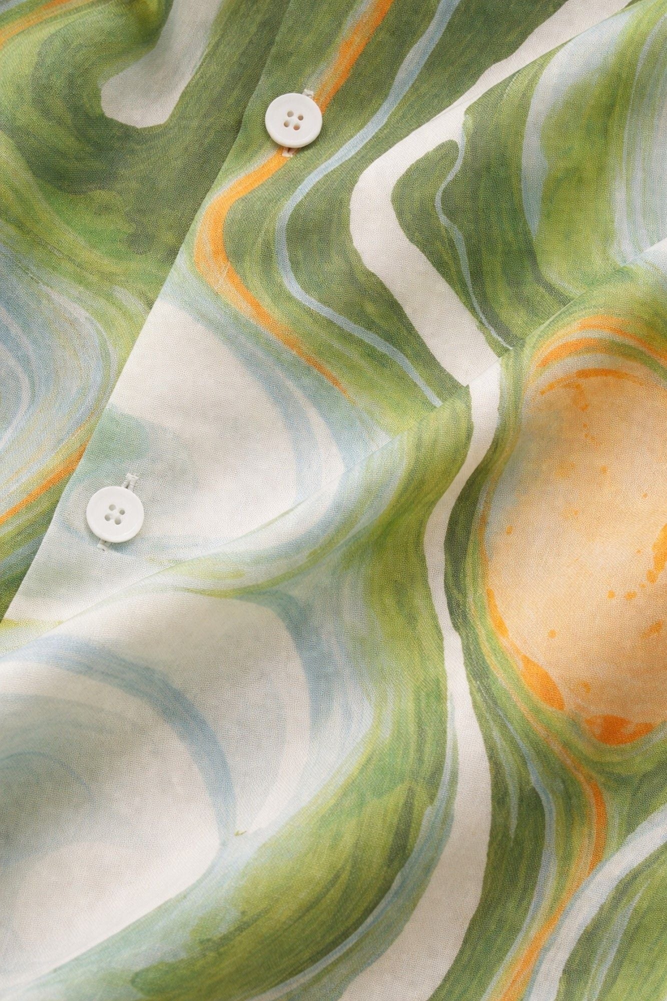 HENSHIKA Men's Casual Half Sleeve Printed Shirt - Relaxed Fit Cotton Blend - Green Abstract - View 4