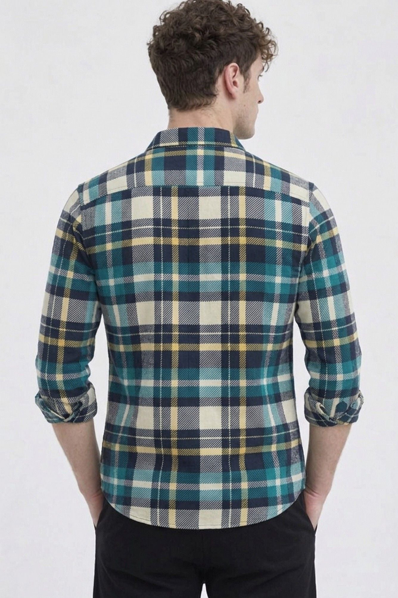 Henshika Men Checkered Casual Full Sleeve Shirt – New Chex – Green - View 2