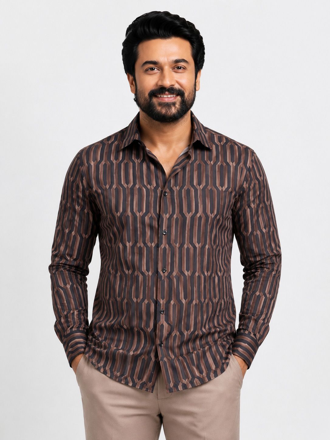 HENSHIKA M Brown & Black Shirt