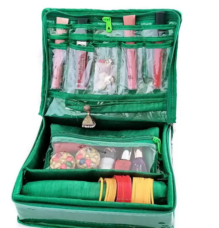 Makeup Cosmetic Storage Pouches Organisers With Zippers For Women (Green, TPT) NATIONALBAGS & BELTS