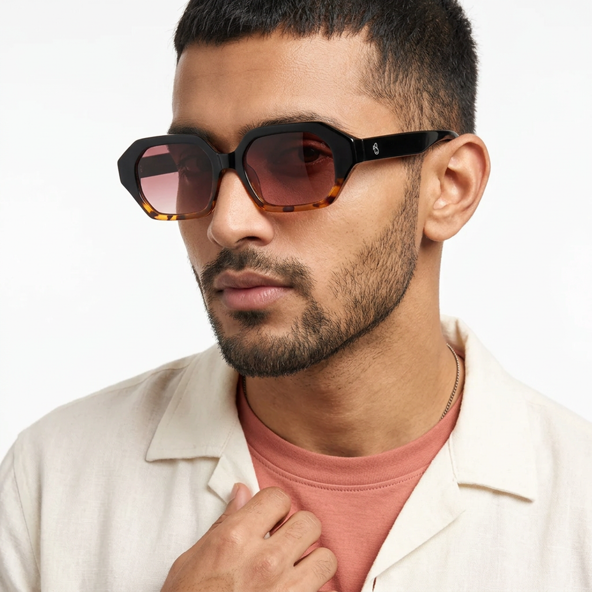 Eyejack Demi Brown Square Sunglasses for Men and Women - Style 1260 - worn by a male model