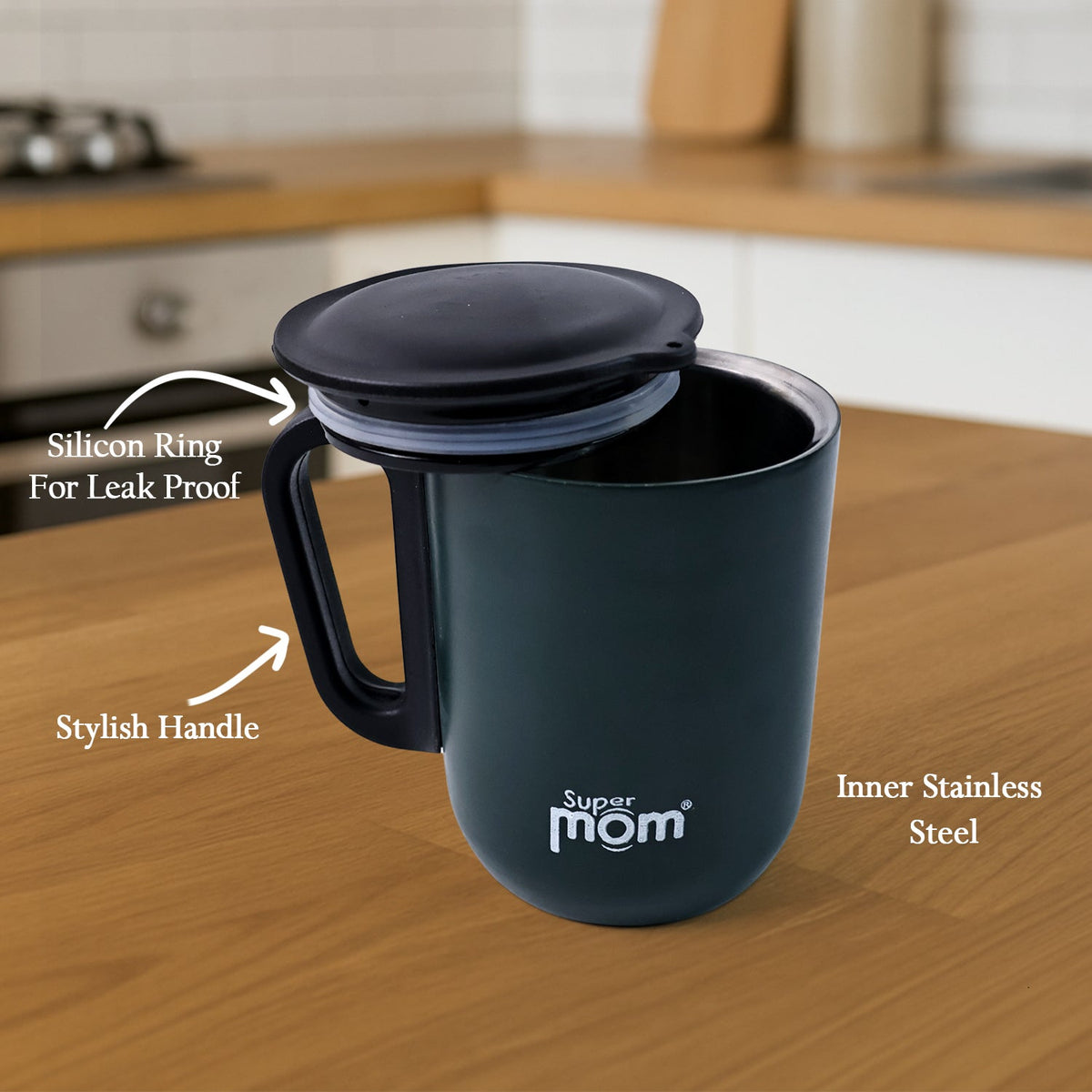 Supermom Metallic Stainless Steel Insulated Mug With Lid Approx 300ml (1 Pc) HP DD