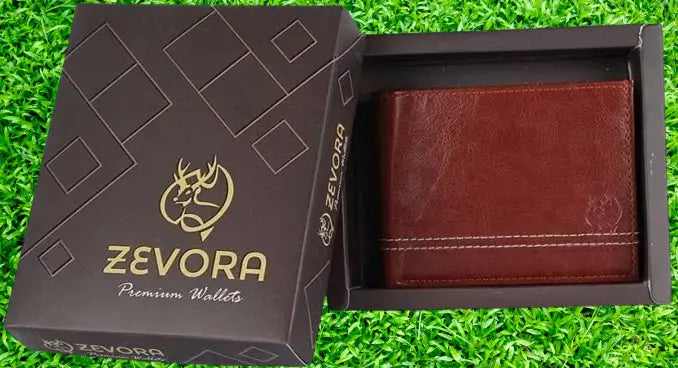 ZEVORA Men & Women Casual Brown Artificial Leather Wallet - Mini (3 Card Slots) AVENUE OVERSEAS