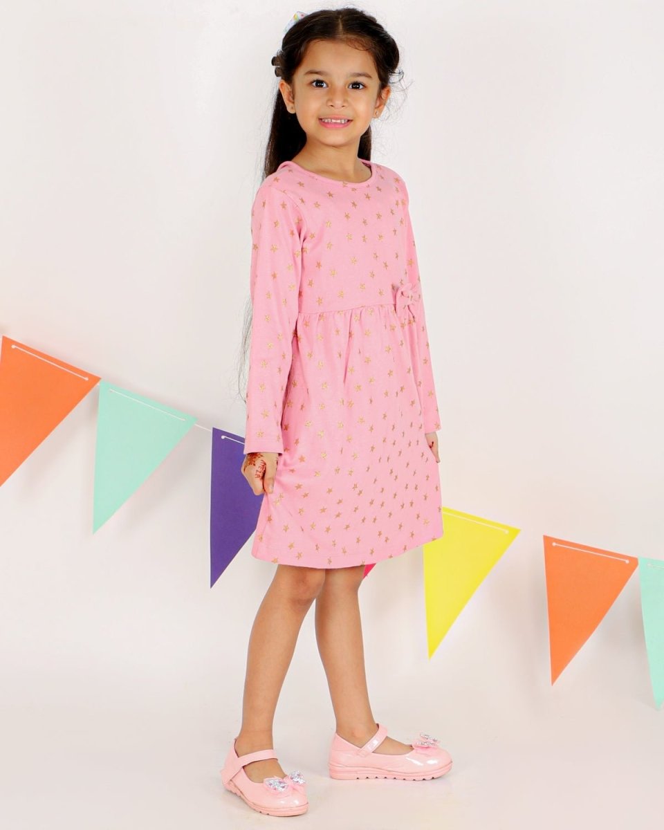 Merry Starry Girls Casual Dress - KWND-PKSCH-1-2