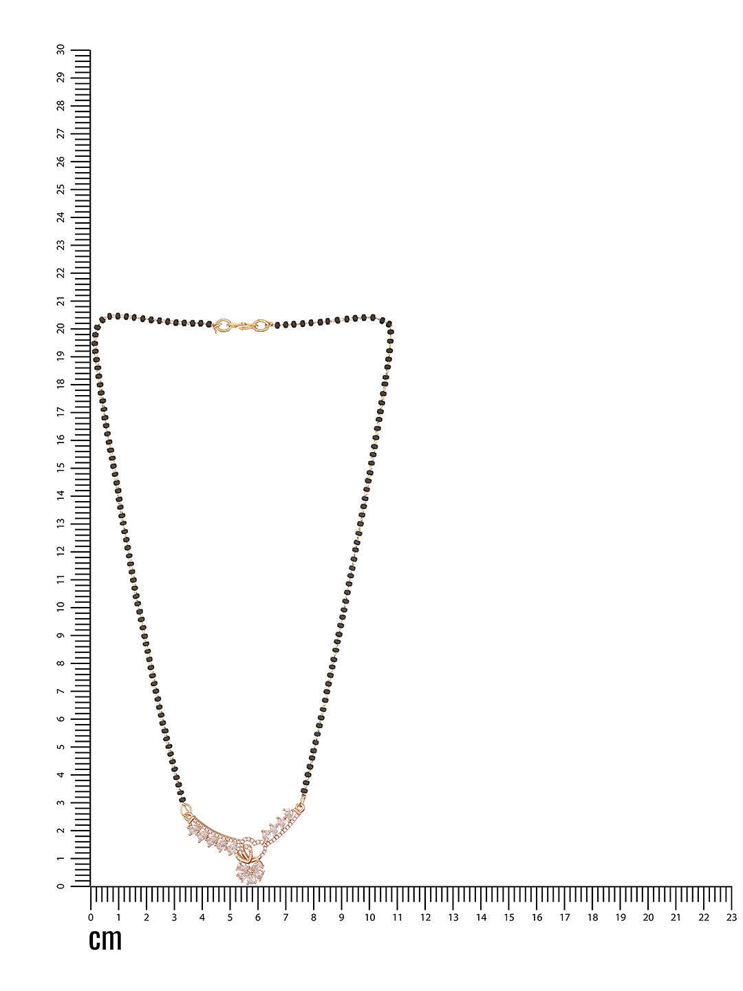 Gold-Plated Black Beaded & White Ad Stone-Studded Mangalsutra