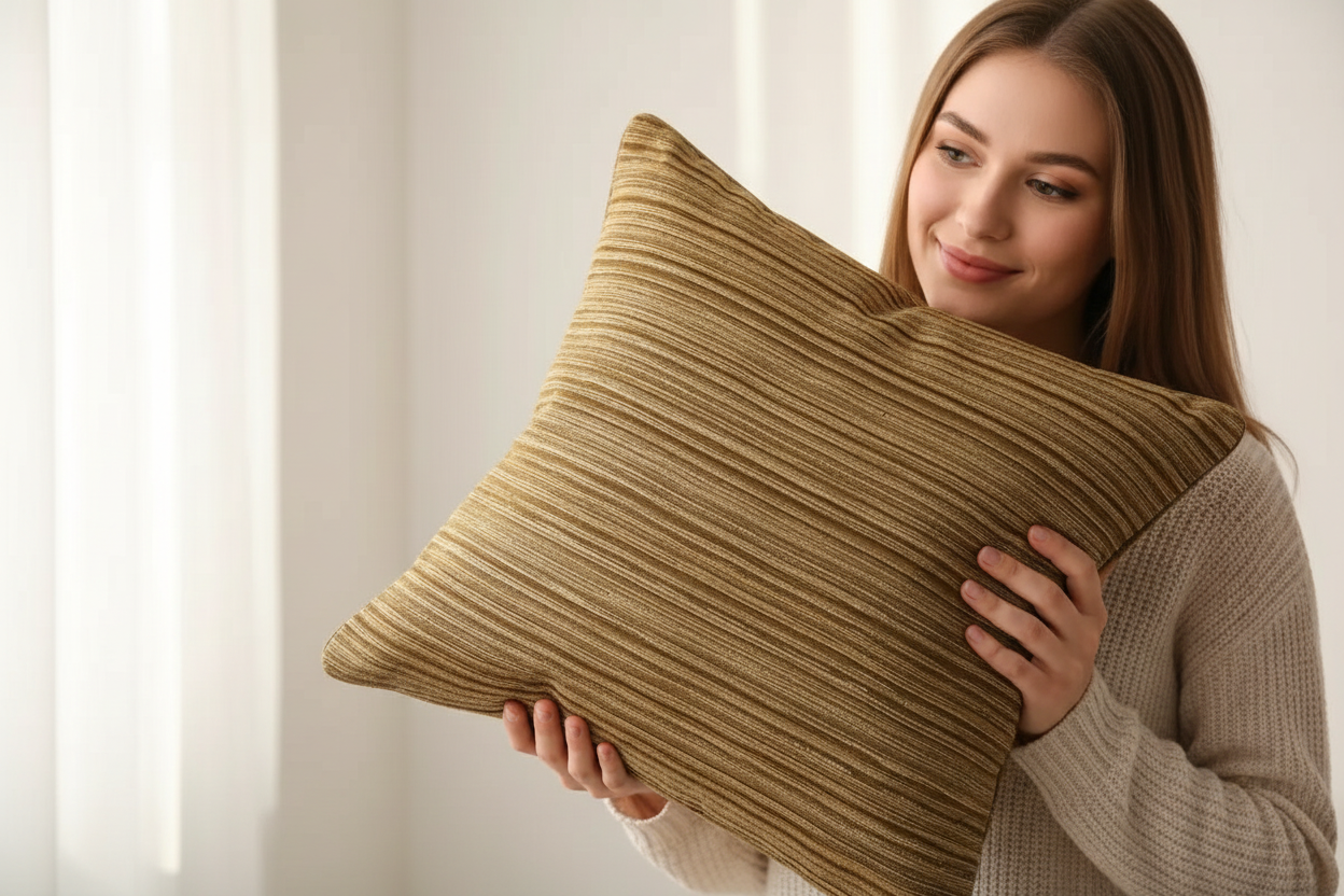 Polyester Plain Cushion Cover - 1 Pc (Beige) SUPER